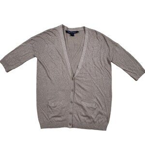 French Connection Gold Shimmer Cardigan Blouse Size Small‎